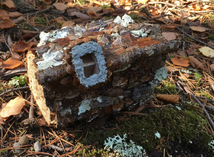 Cross Village Chapel, Fairy House, Hand-Made, Stone, Sanded Twigs, Pine Bark, Charming Home and Garden Decor, #CM25-018