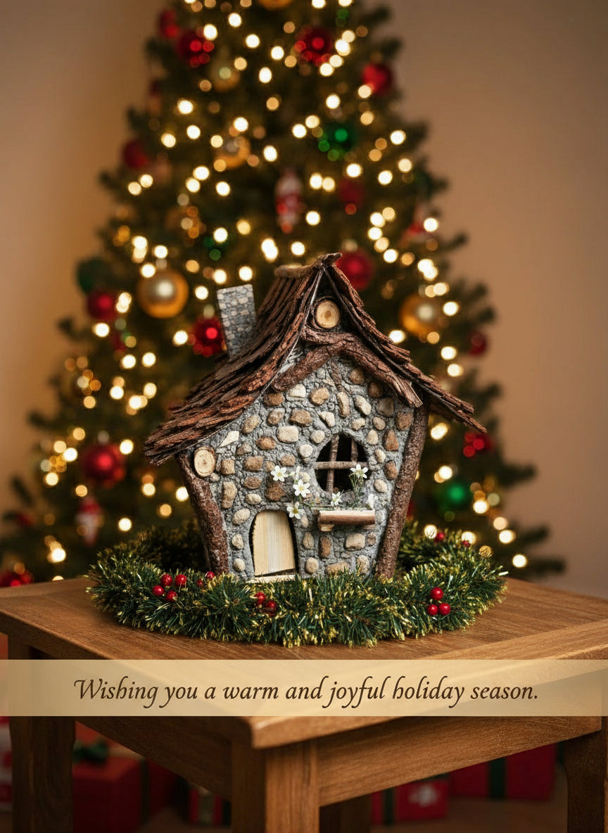 Fantasy fairy house on a stump in a mystical forest